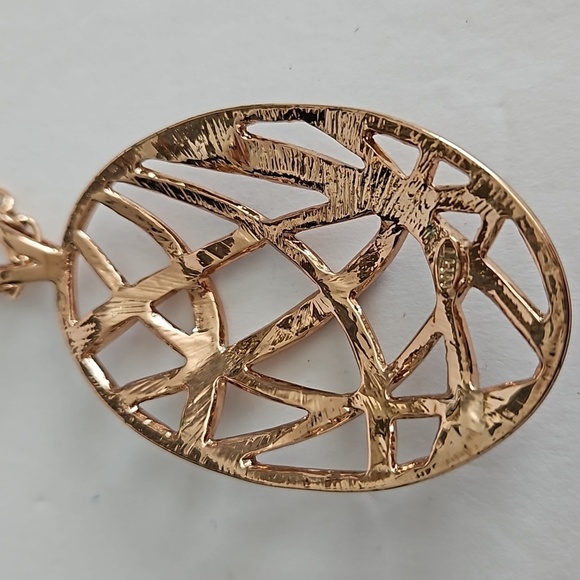 NRT Rose Gold Tone Pendant w/ Purple, Blue & Clear Rhinestones on 30" Chain - Picture 7 of 8